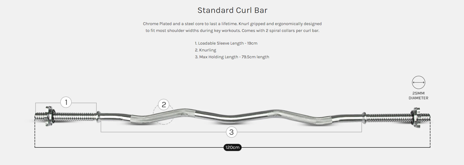 Standard Curl Bar with Grip Features